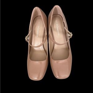 BCBGeneration Women's Nude Square toe Block Heel Patent Leather Maryjane